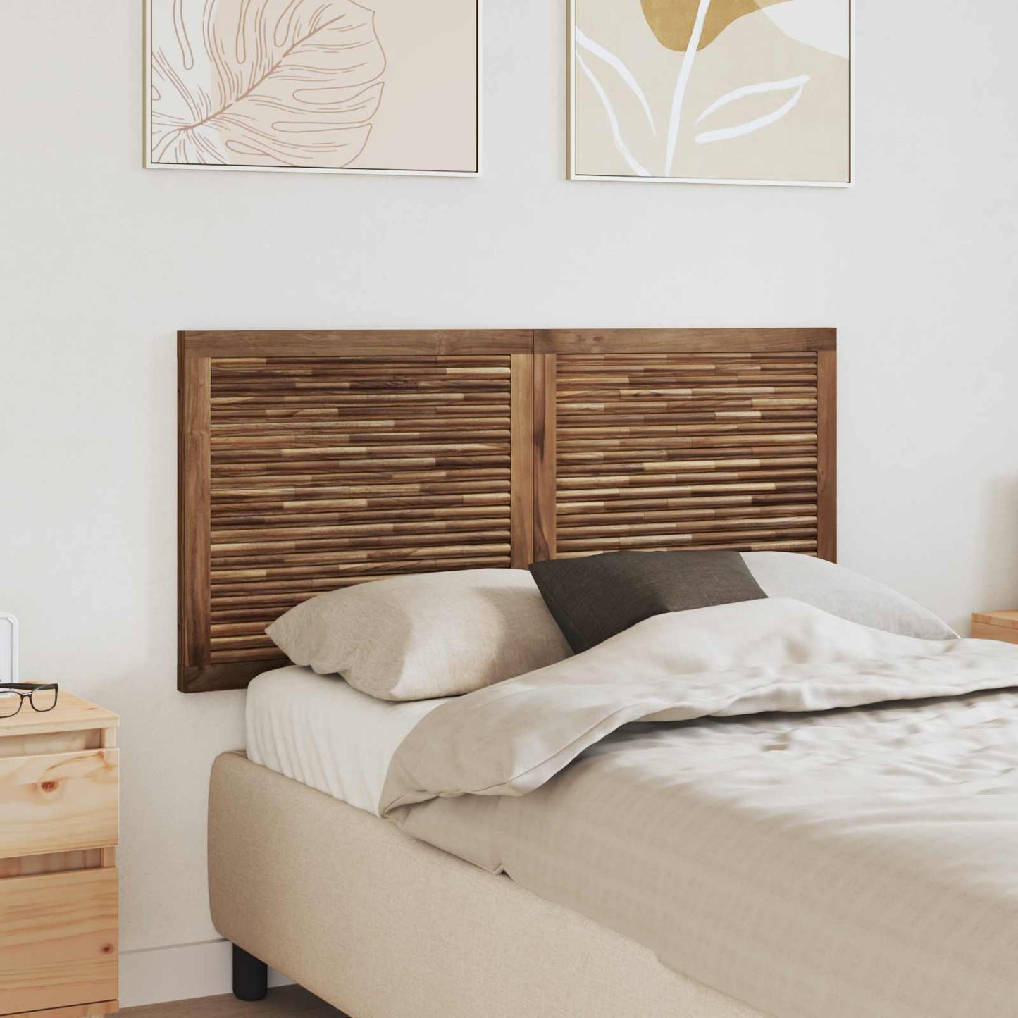 Headboard Wall-mounted Natural 120 cm Solid Teak Wood