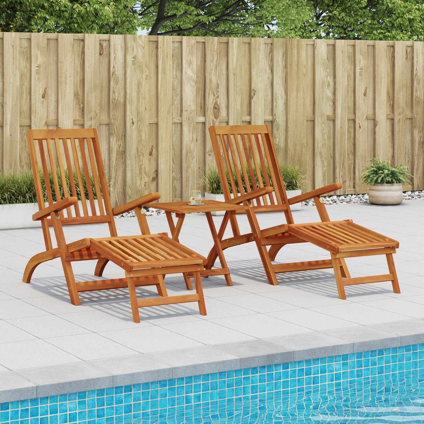 Reclining and Folding Sunlounger 2 pcs 55 x 146 x 91 cm