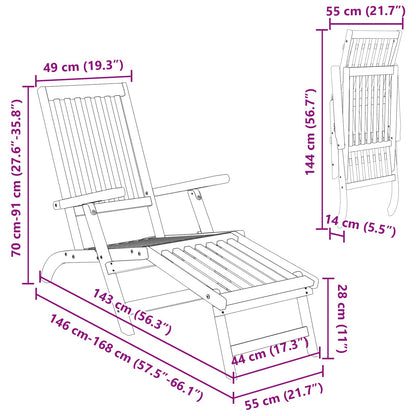 Reclining and Folding Sunlounger 2 pcs 55 x 146 x 91 cm