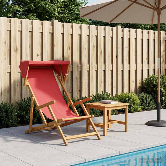 Deck Chair 3 Position Solid Eucalyptus Wood Red