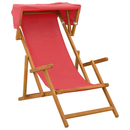 Deck Chair 3 Position Solid Eucalyptus Wood Red