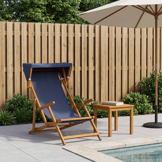 Deck Chair 3 Position Solid Eucalyptus Wood Blue