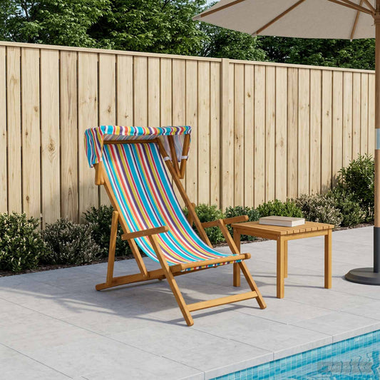Deck Chair 3 Position Solid Eucalyptus Wood Multicolour