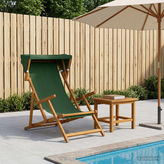 Deck Chair 3 Position Solid Eucalyptus Wood Green