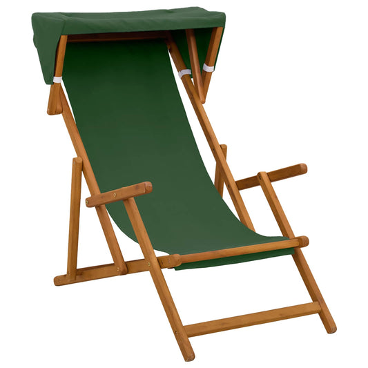 Deck Chair 3 Position Solid Eucalyptus Wood Green