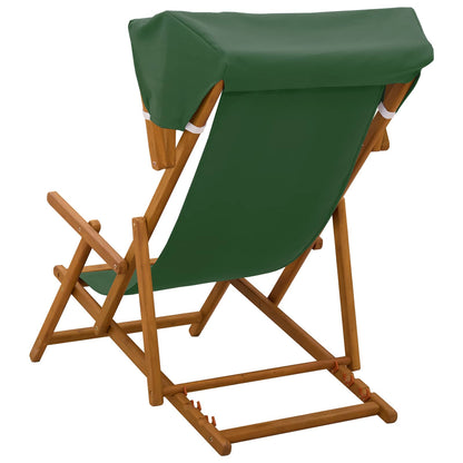 Deck Chair 3 Position Solid Eucalyptus Wood Green