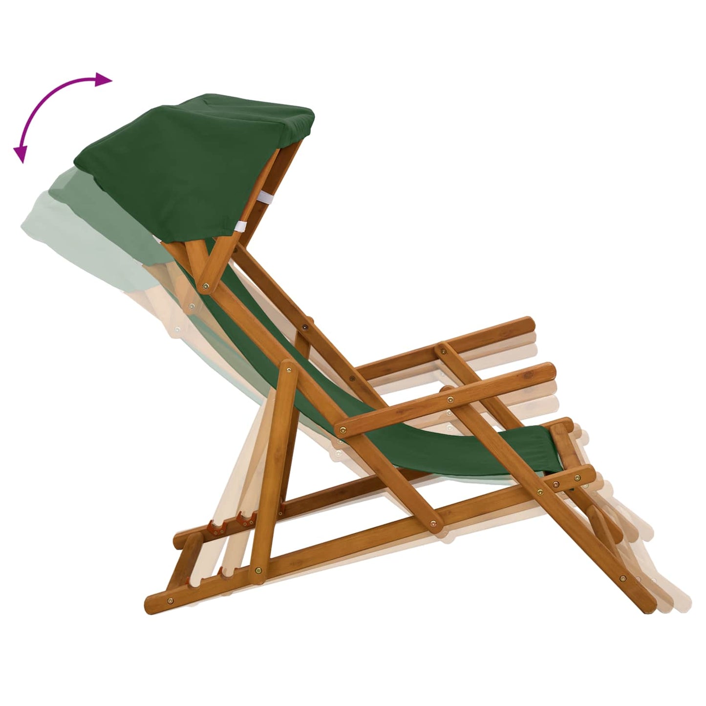 Deck Chair 3 Position Solid Eucalyptus Wood Green