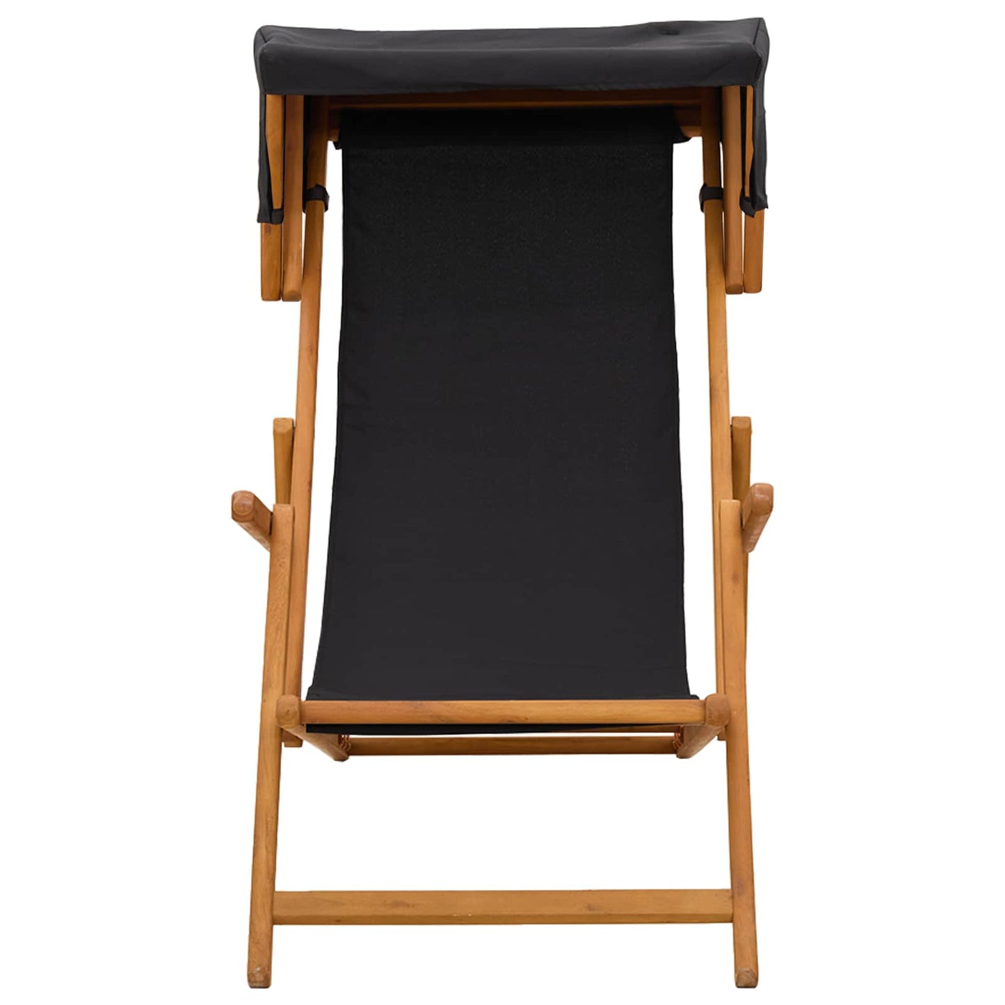 Deck Chair 3 Position Solid Eucalyptus Wood Black
