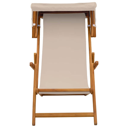 Deck Chair 3 Position Solid Eucalyptus Wood Beige