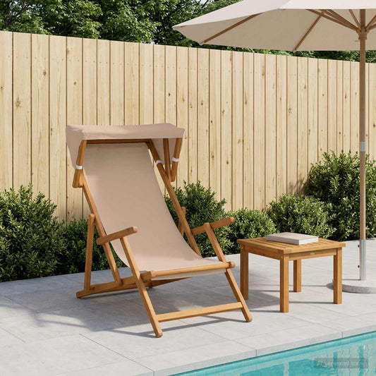 Deck Chair 3 Position Solid Eucalyptus Wood Taupe