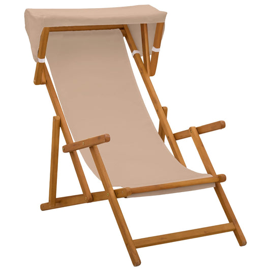 Deck Chair 3 Position Solid Eucalyptus Wood Taupe
