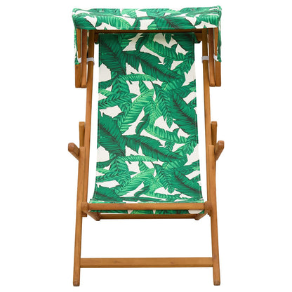 Deck Chair 3 Position Solid Eucalyptus Wood Leaf Pattern