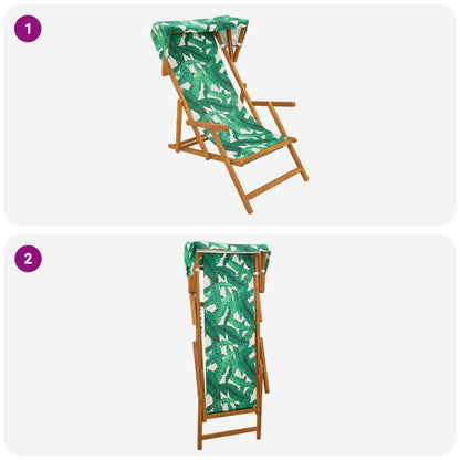 Deck Chair 3 Position Solid Eucalyptus Wood Leaf Pattern
