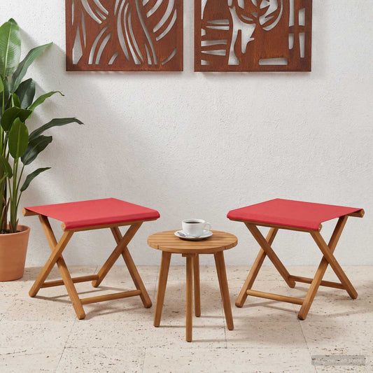 Deck Chair 2 pcs Solid Eucalyptus Wood Red