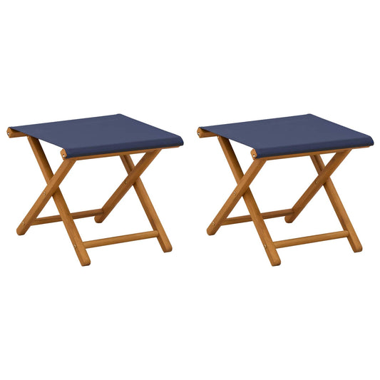 Deck Chair 2 pcs Solid Eucalyptus Wood Blue