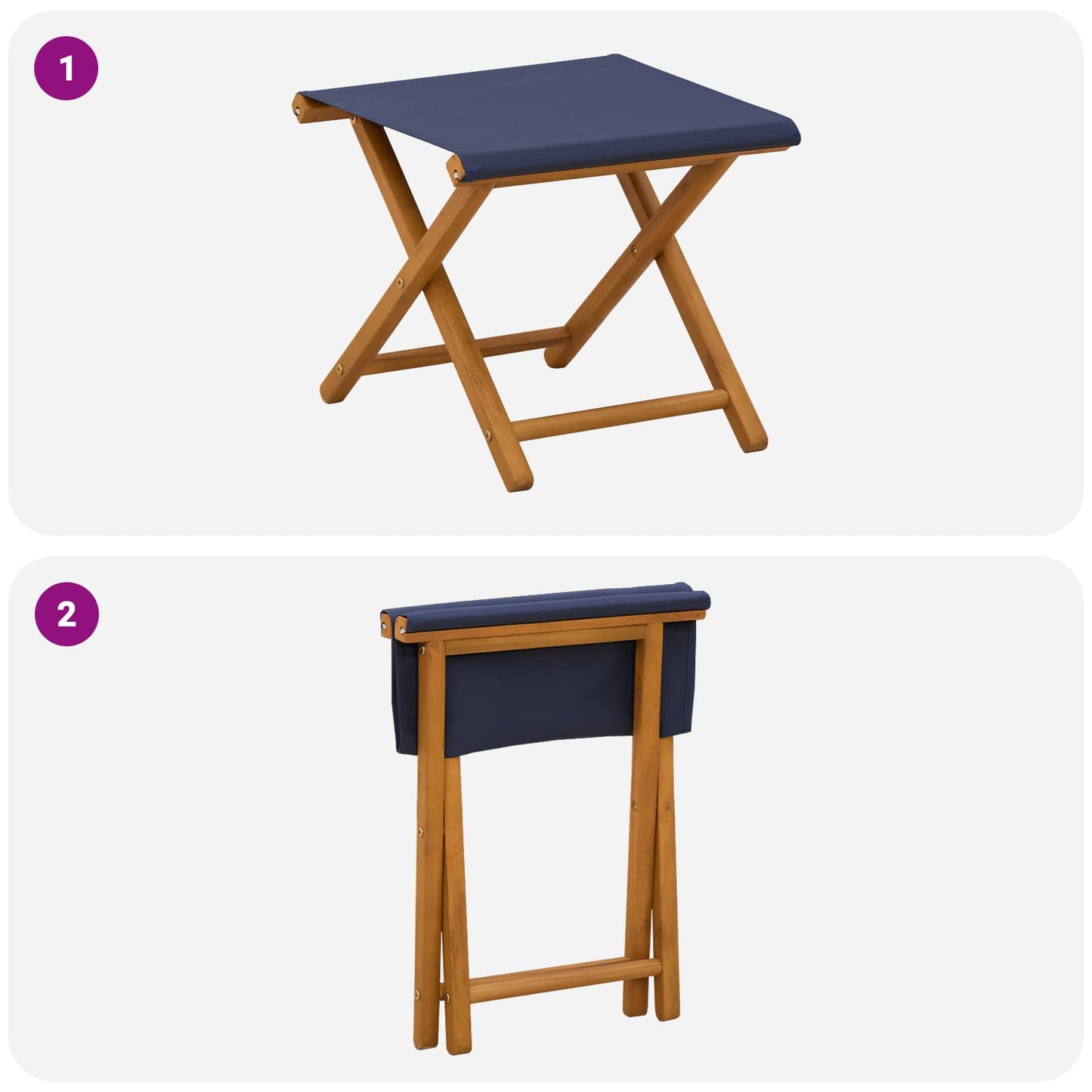 Deck Chair 2 pcs Solid Eucalyptus Wood Blue