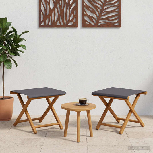 Deck Chair 2 pcs Solid Eucalyptus Wood Grey