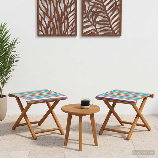 Deck Chair 2 pcs Solid Eucalyptus Wood Multicolour