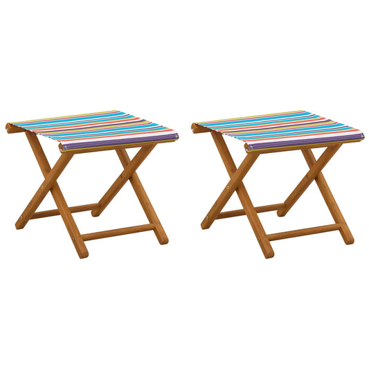 Deck Chair 2 pcs Solid Eucalyptus Wood Multicolour