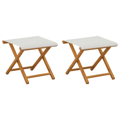 Deck Chair 2 pcs Solid Eucalyptus Wood Cream