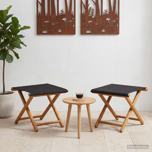 Deck Chair 2 pcs Solid Eucalyptus Wood Black