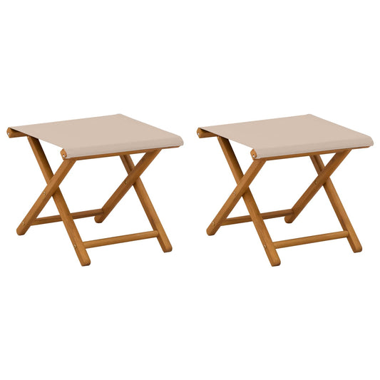 Deck Chair 2 pcs Solid Eucalyptus Wood Beige