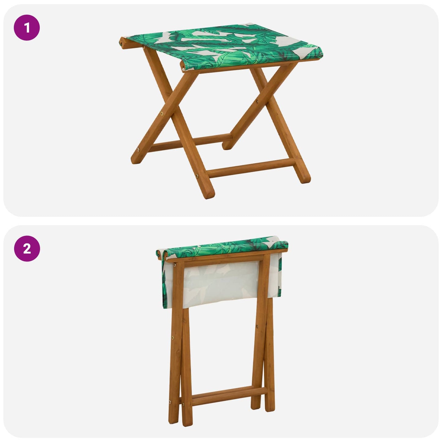 Deck Chair 2 pcs Solid Eucalyptus Wood Leaf Pattern