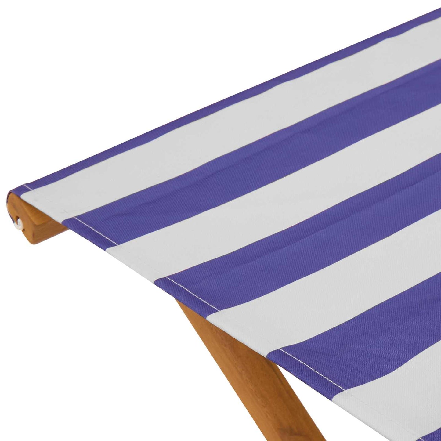 Deck Chair 2 pcs Solid Eucalyptus Wood Blue and White