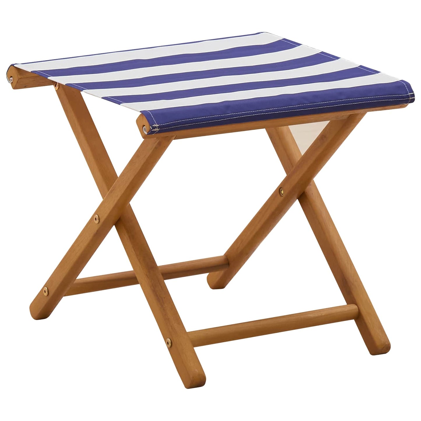 Deck Chair 2 pcs Solid Eucalyptus Wood Blue and White