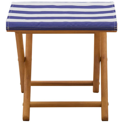 Deck Chair 2 pcs Solid Eucalyptus Wood Blue and White