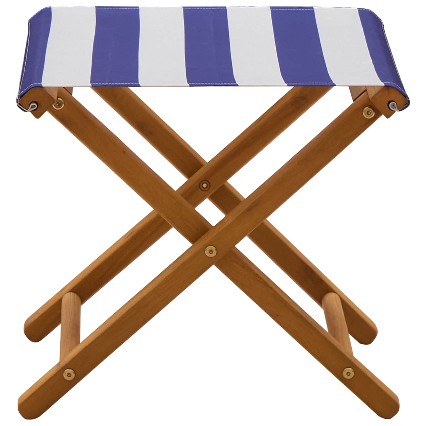Deck Chair 2 pcs Solid Eucalyptus Wood Blue and White