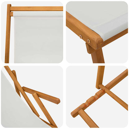 Folding Sun Lounger 3 Position Solid Eucalyptus Wood Cream