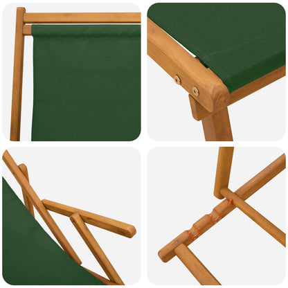 Folding Sun Lounger 3 Position Solid Eucalyptus Wood Green