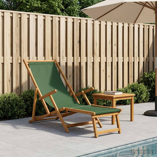 Folding Sun Lounger 3 Position Solid Eucalyptus Wood Green