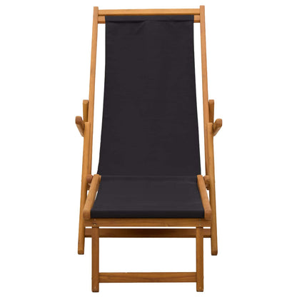 Folding Sun Lounger 3 Position Solid Eucalyptus Wood Black