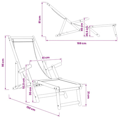 Folding Sun Lounger 3 Position Solid Eucalyptus Wood Taupe