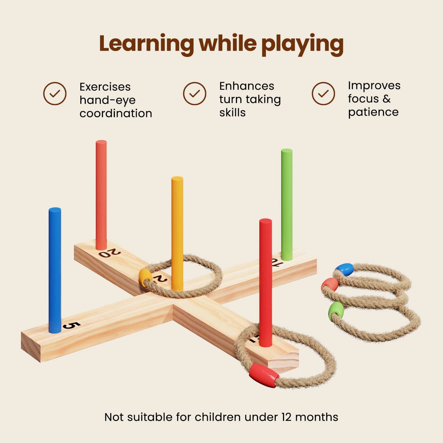 Ring Toss Game Set Multicolour 41 x 41 x 16 cm Solid Pine Wood