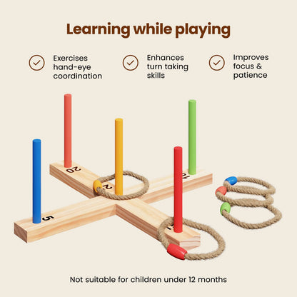Ring Toss Game Set Multicolour 41 x 41 x 16 cm Solid Pine Wood