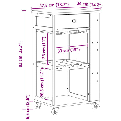Kitchen Trolley with Wheels Natural 47.5 x 36 x 83 cm Bamboo