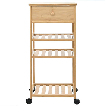 Kitchen Trolley with Wheels Natural 37 x 36 x 80 cm Bamboo