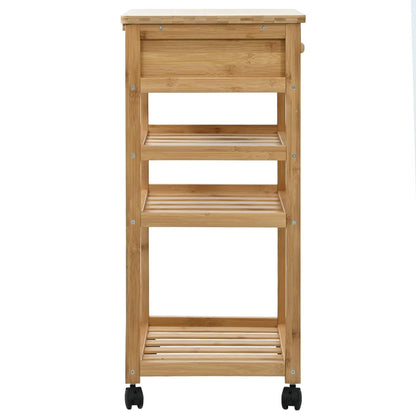 Kitchen Trolley with Wheels Natural 37 x 36 x 80 cm Bamboo