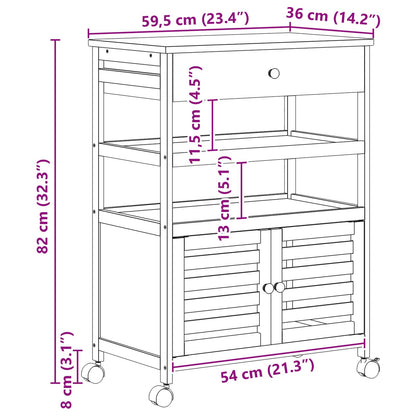Kitchen Trolley with Wheels Natural 59.5 x 36 x 82 cm Bamboo