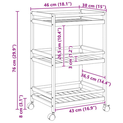 Kitchen Trolley with Wheels Natural 46 x 38 x 76 cm Bamboo