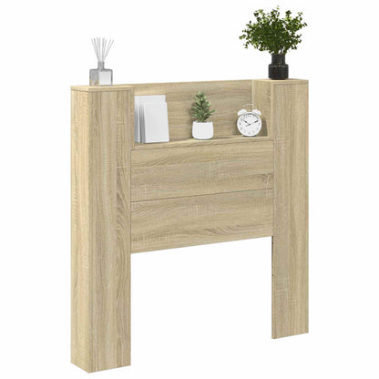 Storage Headboard with LED Sonoma Oak Engineered Wood
