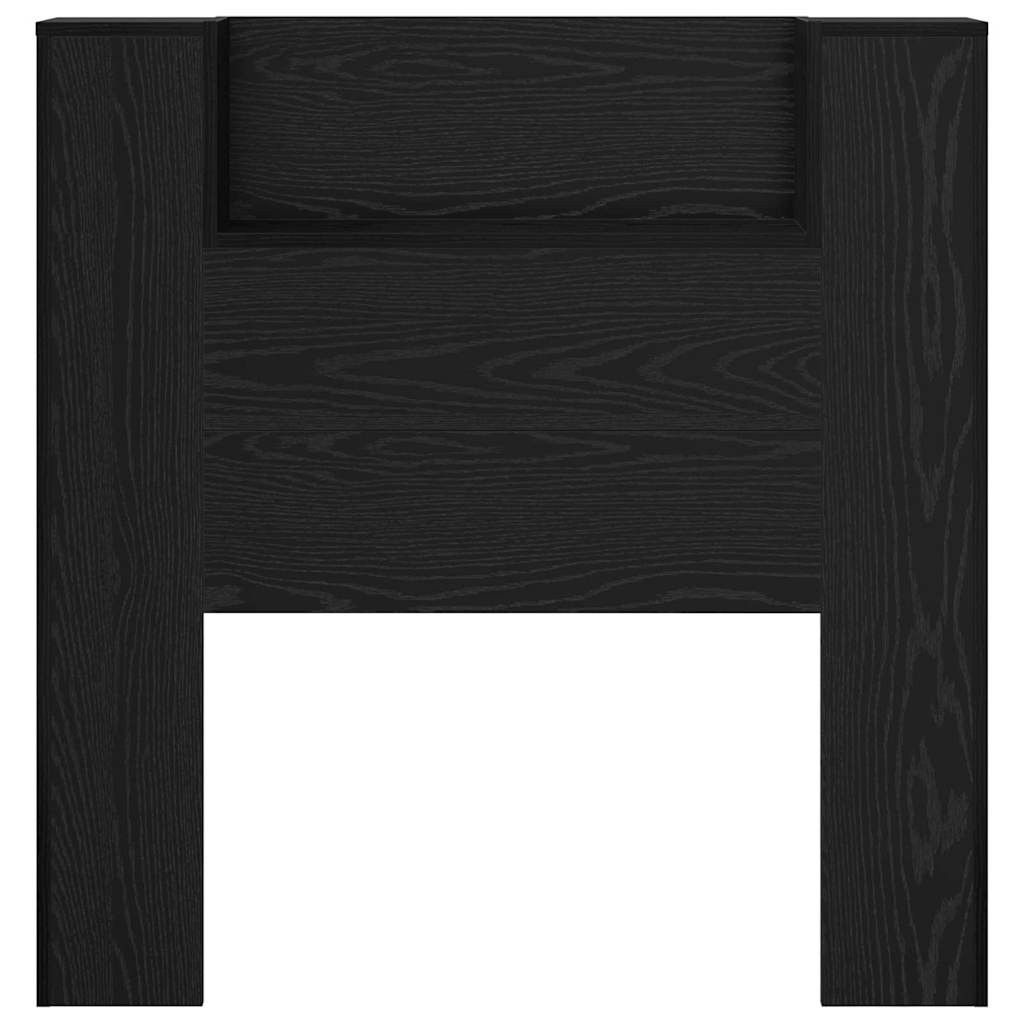 Storage Headboard with LED Black Oak Engineered Wood