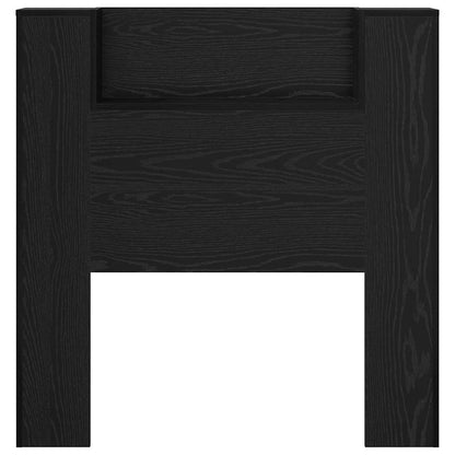 Storage Headboard with LED Black Oak Engineered Wood