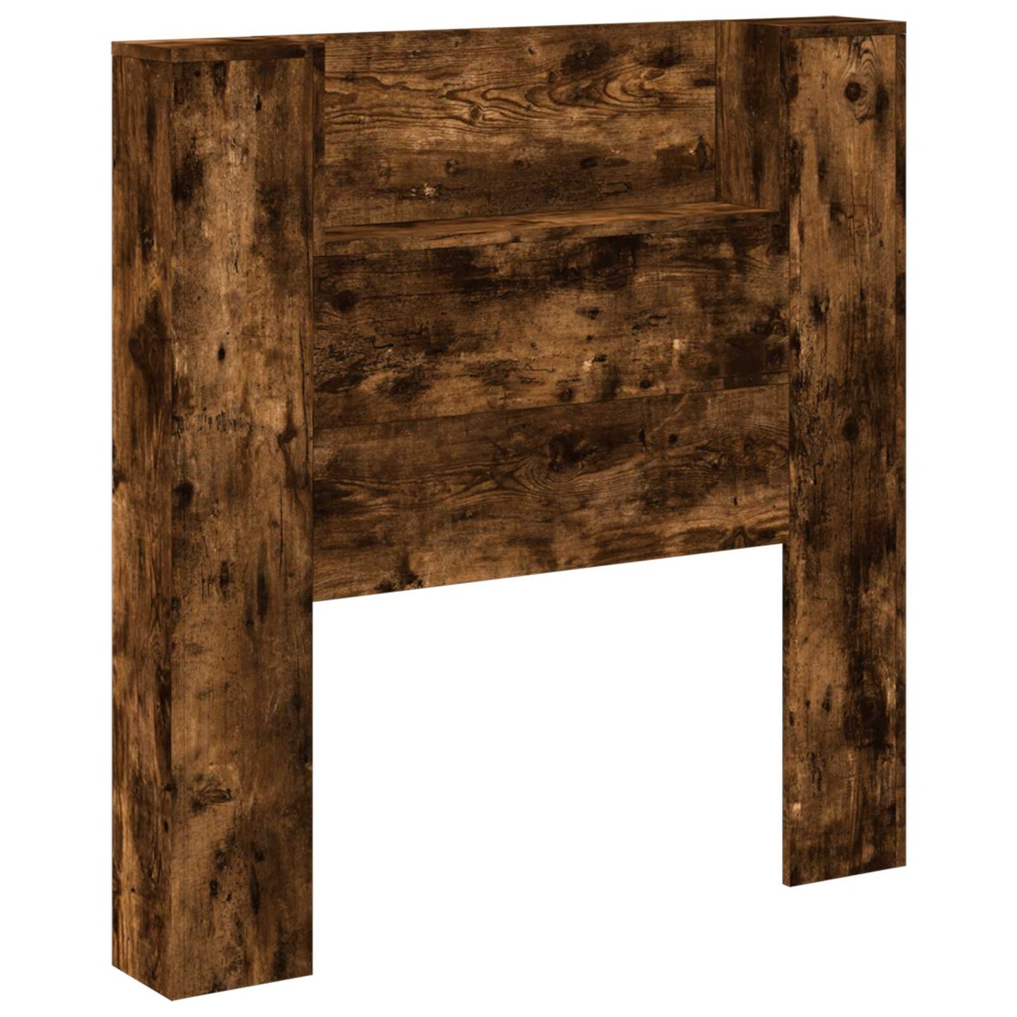 Storage Headboard with LED Smoked Oak Engineered Wood