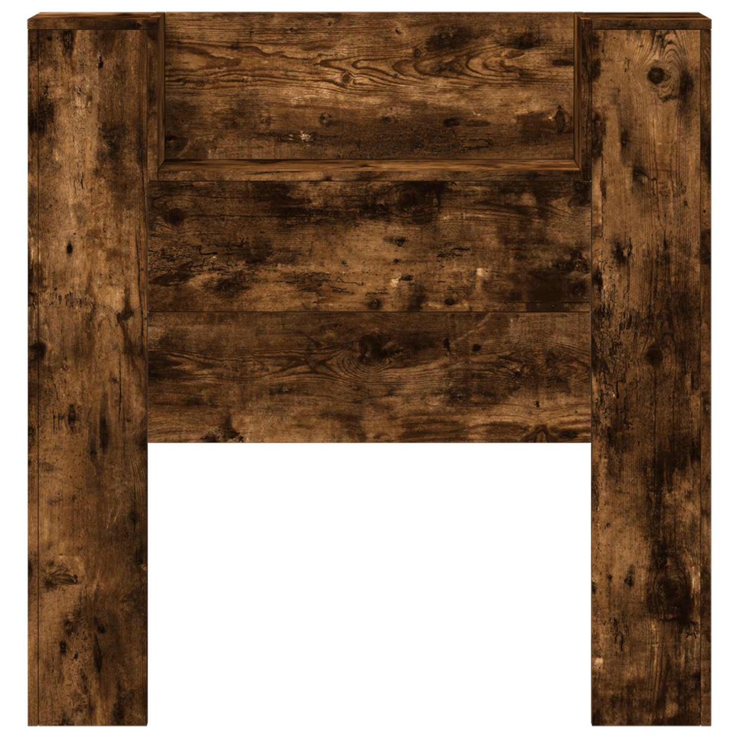 Storage Headboard with LED Smoked Oak Engineered Wood