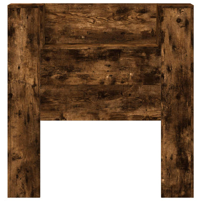 Storage Headboard with LED Smoked Oak Engineered Wood
