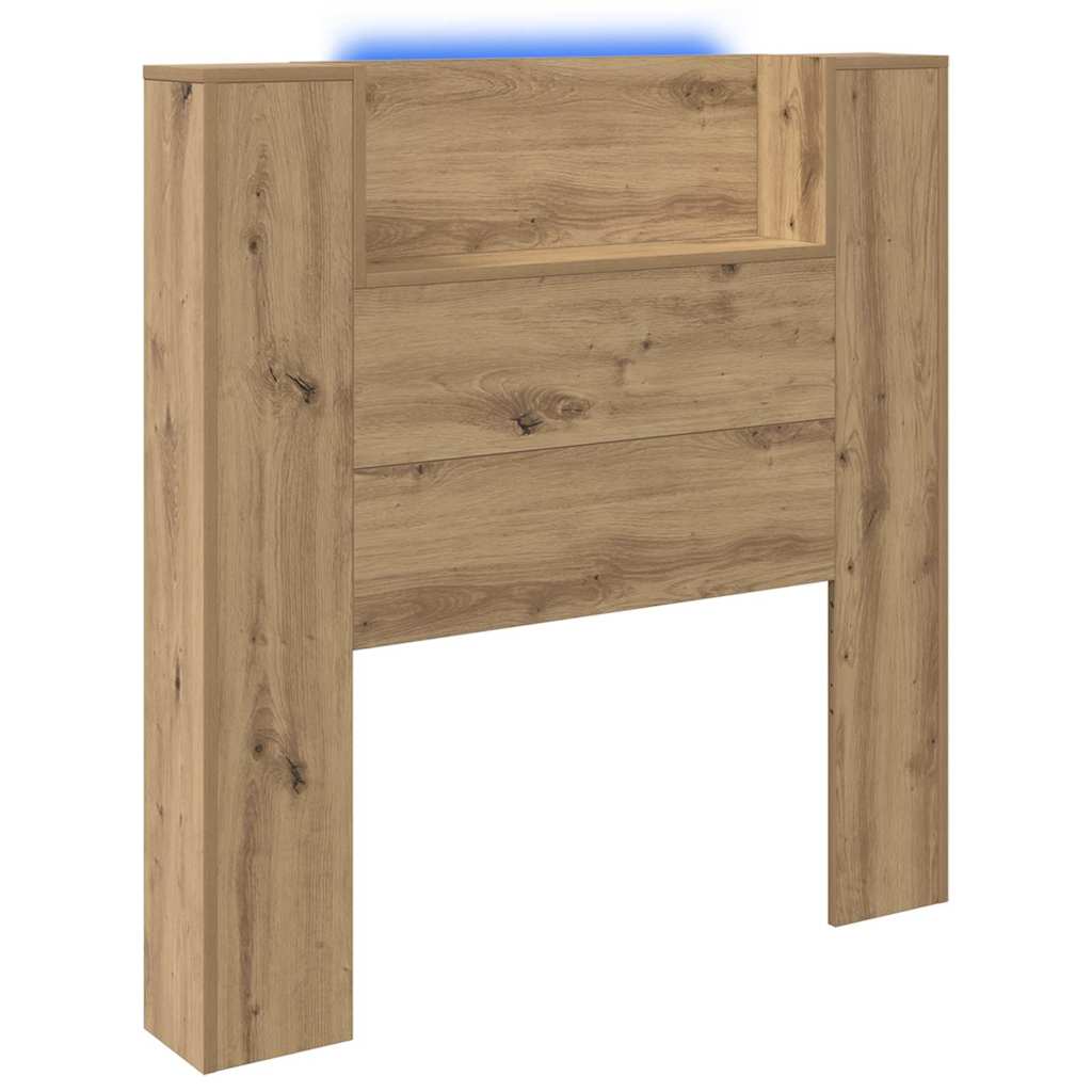 Storage Headboard with LED Artisan Oak Engineered Wood